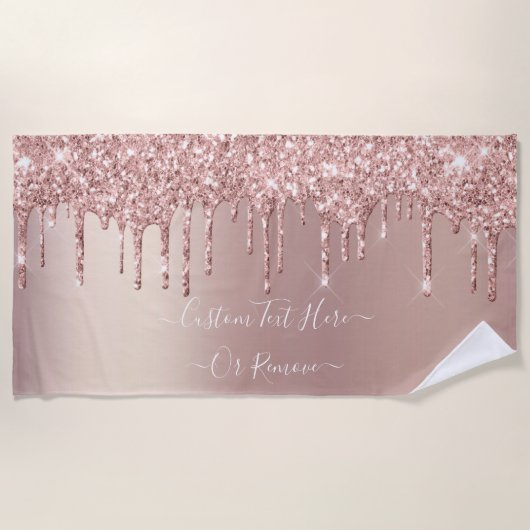Serviette De Plage Parties scintillant rose Gold Blush - Votre texte (Devant)