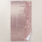 Serviette De Plage Parties scintillant rose Gold Blush - Votre texte (Devant)