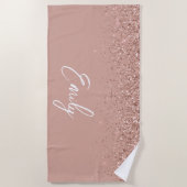 Serviette De Plage Parties scintillant rose vierge Rose Monogram Beac (Devant)