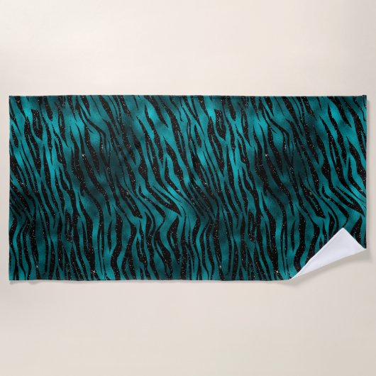 Serviette De Plage Parties scintillant turquoise et noire Ombre Glam  (Devant)