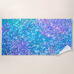 Serviette De Plage Parties scintillant Turquoise & Purple Faux