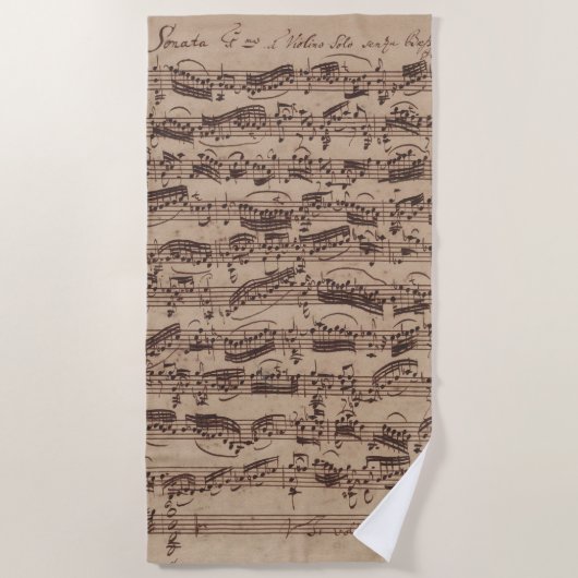 Serviette De Plage Partitions anciennes manuscrit de Bach (Devant)