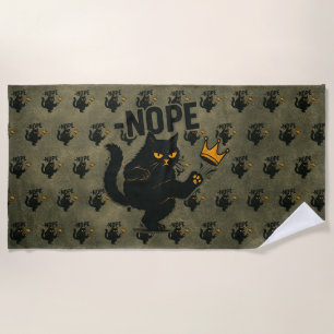 Serviette De Plage Pas De Rois En Amérique Chat Noir Drôle Kicking Cr