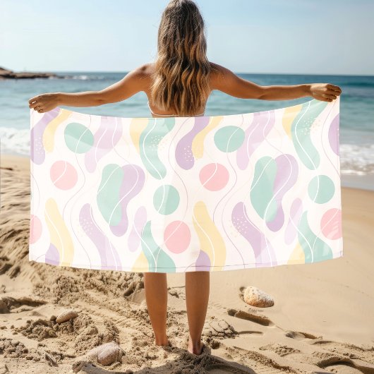 Serviette De Plage Pastel Abstract Seamless Pattern Waves and Circles