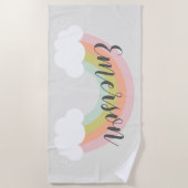 Serviette de plage pastel arc-en-ciel nuage mignon (Devant)