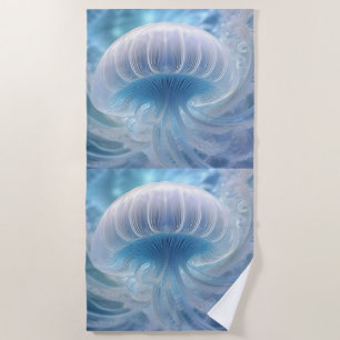 Serviette De Plage Pastel Blue Jellyfish Fractal Art Under the Sea,