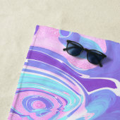 Serviette De Plage Pastel Blue & Purple Marble Texture liquide (En situation)
