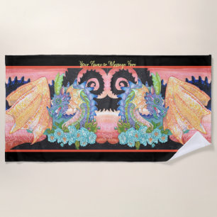 Serviette De Plage Pastel Blue Rose Dragon