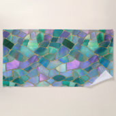Serviette De Plage Pastel colors stained glass mosaic pattern (Devant)