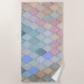 Serviette De Plage Pastel Diamond Motif Mermaid bleu rose vert (Devant)