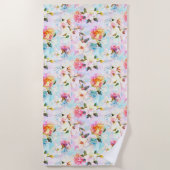 Serviette De Plage Pastel Floral Print Beach (Devant)