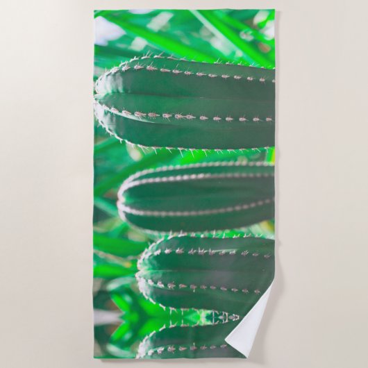 Serviette De Plage Pastel Green Cactus plante feuilles (Devant)