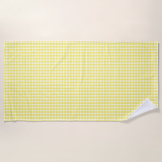 Serviette De Plage Pastel Jaune En vichy Motif (Devant)