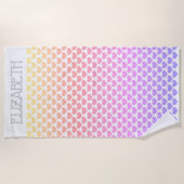 Serviette De Plage Pastel personnalisé Rainbow Hearts Beach Towel (Devant)