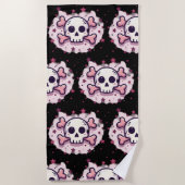 Serviette De Plage Pastel Pink Skull and Crossbones (Devant)