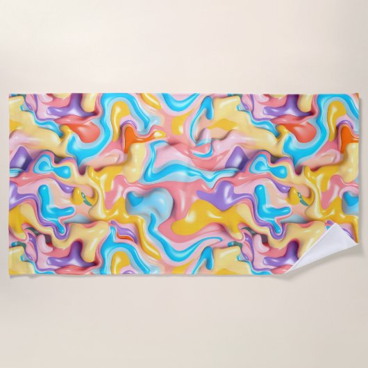 Serviette De Plage Pastel Plastic Fluid Abstrait (Devant)