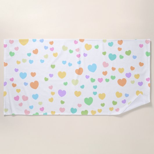 Serviette De Plage Pastel Rainbow Heart Art Motif (Devant)