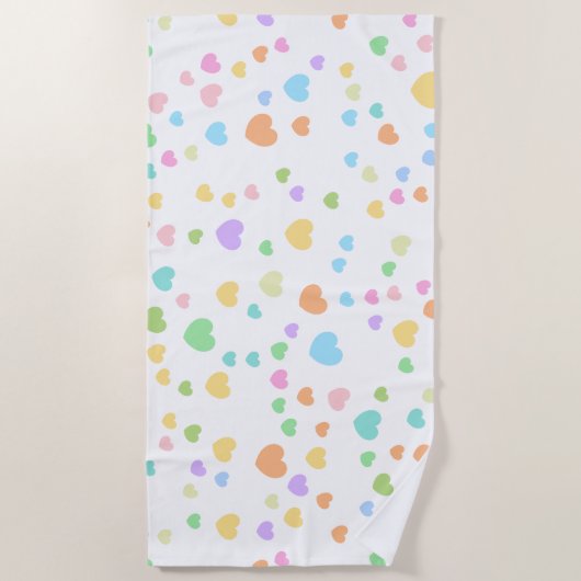 Serviette De Plage Pastel Rainbow Heart Art Motif (Devant)
