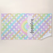 Serviette De Plage Pastel Rainbow Plaid (Devant)