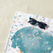 Serviette De Plage Pastel Retro Aquarelle Crème glacée et arrosages (En situation)
