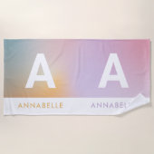 Serviette De Plage Pastel rose arc-en-ciel monographie simple (Devant)