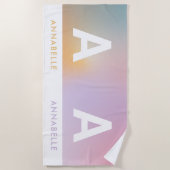 Serviette De Plage Pastel rose arc-en-ciel monographie simple (Devant)