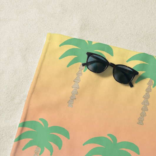 Serviette De Plage Pastel Sunset Palm Tree Ombre Gradient (En situation)