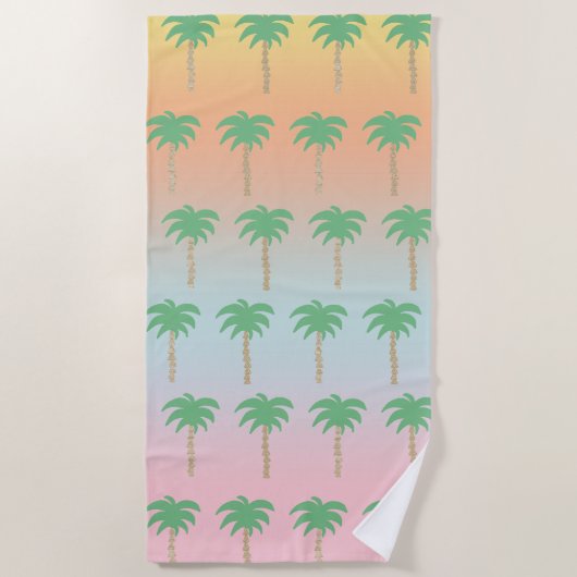 Serviette De Plage Pastel Sunset Palm Tree Ombre Gradient (Devant)