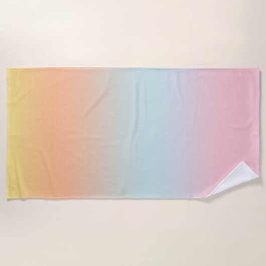 Serviette De Plage Pastel Sunset rose bleu Peach Ombre Gradient (Devant)