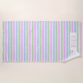Serviette De Plage Pastel Wavy rayé moderne personnalisé (Devant)