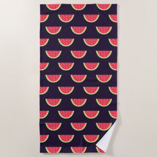 Serviette De Plage Pastèque au néon sur le motif pourpre