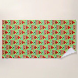 Serviette De Plage pastèque heureuse et bébés
