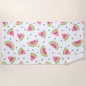 Serviette De Plage Pastèque rose, Graines de pastèque, Motif d'été (Devant)