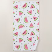 Serviette De Plage Pastèque rose, Graines de pastèque, Motif d'été (Devant)