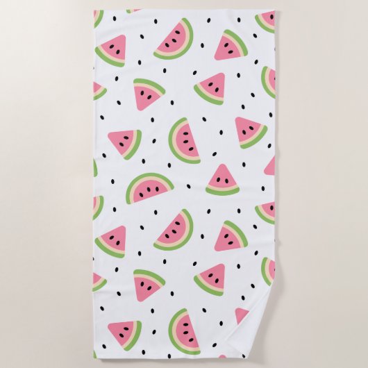 Serviette De Plage Pastèque rose, Graines de pastèque, Motif d'été (Devant)
