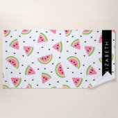 Serviette De Plage Pastèque Rose, Pâtes De Pâques, Votre Nom (Devant)