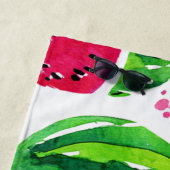 Serviette De Plage Pastèque Rose Verte Fruits Tropicaux Mignons (En situation)