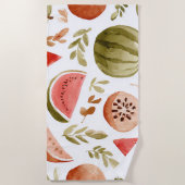 Serviette De Plage Pastèque Rose Verte Fruits Tropicaux Mignons (Devant)