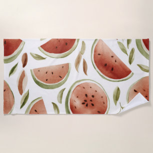 Serviette De Plage Pastèque Rose Verte Fruits Tropicaux Mignons