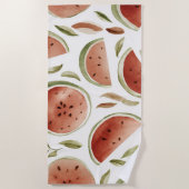 Serviette De Plage Pastèque Rose Verte Fruits Tropicaux Mignons (Devant)