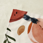 Serviette De Plage Pastèque Rose Verte Fruits Tropicaux Mignons (En situation)