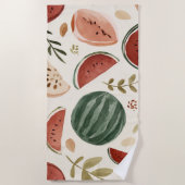 Serviette De Plage Pastèque Rose Verte Fruits Tropicaux Mignons (Devant)