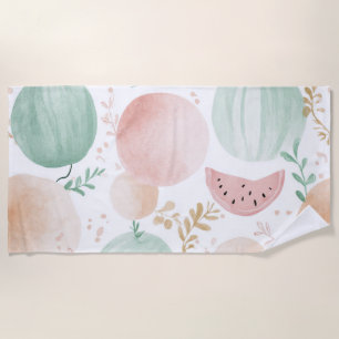 Serviette De Plage Pastèque Rose Verte Fruits Tropicaux Mignons