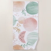 Serviette De Plage Pastèque Rose Verte Fruits Tropicaux Mignons (Devant)
