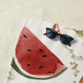 Serviette De Plage Pastèque Rose Verte Fruits Tropicaux Mignons (En situation)