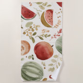 Serviette De Plage Pastèque Rose Verte Fruits Tropicaux Mignons (Devant)