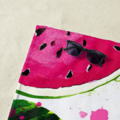 Serviette De Plage Pastèque Rose Verte Fruits Tropicaux Mignons (En situation)