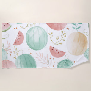 Serviette De Plage Pastèque Rose Verte Fruits Tropicaux Mignons