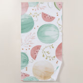Serviette De Plage Pastèque Rose Verte Fruits Tropicaux Mignons (Devant)