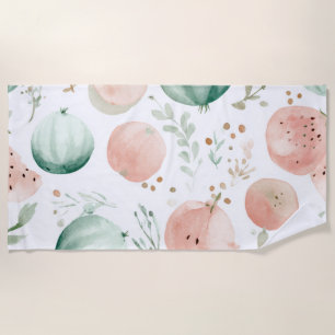 Serviette De Plage Pastèque Rose Verte Fruits Tropicaux Mignons